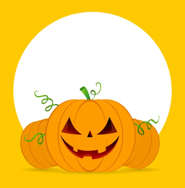 Halloween Kürbisse auf orangefarbenem Hintergrund — Stockvektor