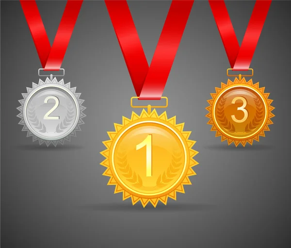 Three medals for awards — Stock Vector