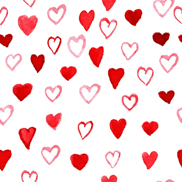 Akvarell hjärtan mönster — Stock vektor