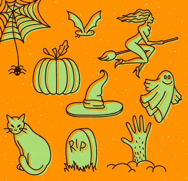 Doodles de Halloween — Vetor de Stock