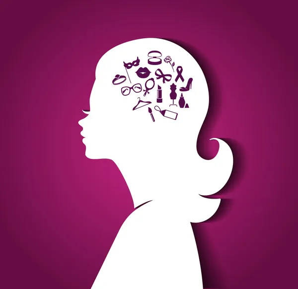 Woman head with icons — Stock Vector