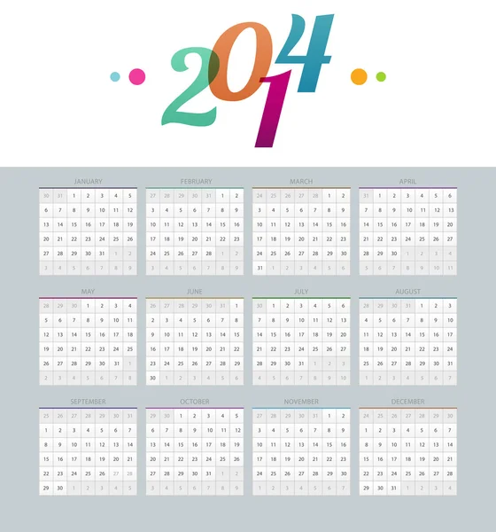 Calendar 2014 — Stock Vector