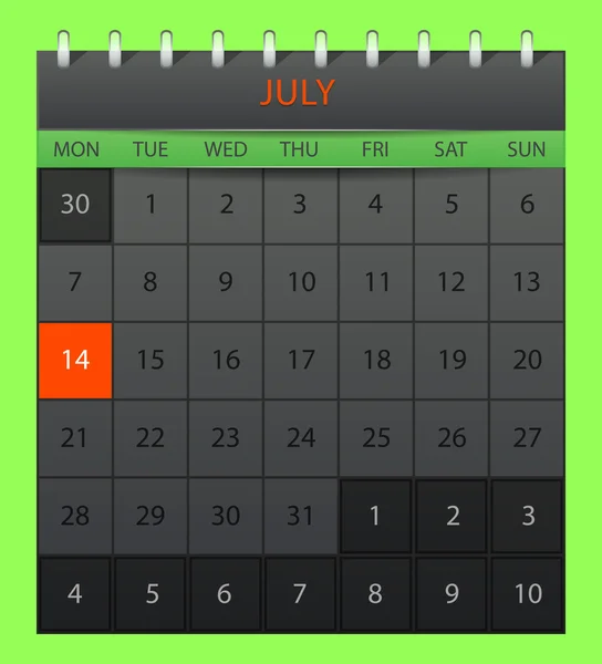 Juli 2014 — Stockvector