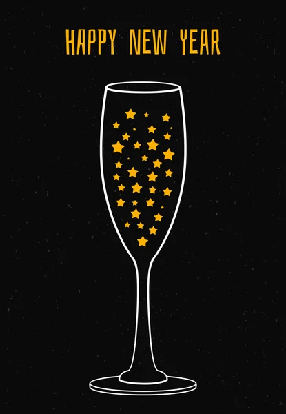 Glass of champagne with the stars — Stock Vector