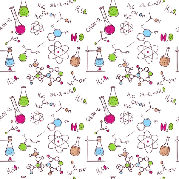 Hand zeichnen Chemie Muster — Stockvektor