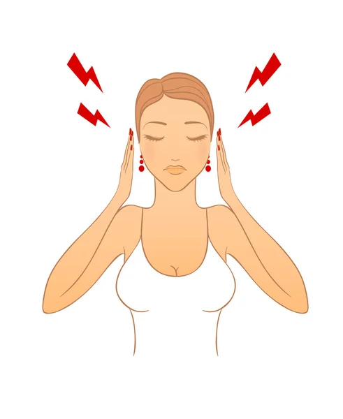 Жінка з головний біль — стоковий вектор