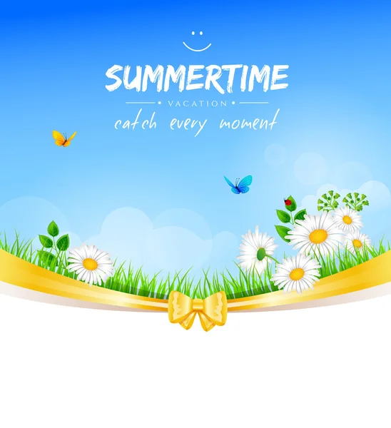 Summer background with grass — Stock Vector