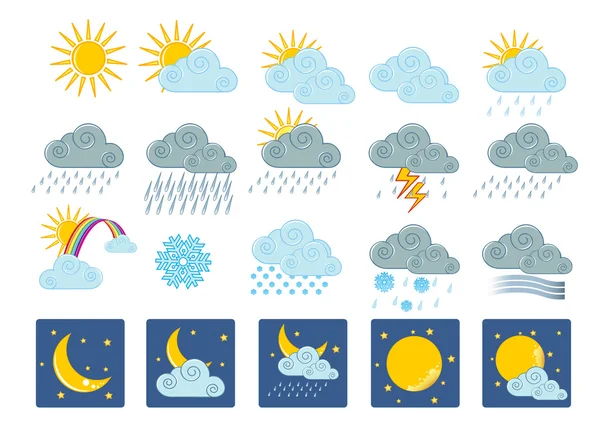 20 iconos meteorológicos — Archivo Imágenes Vectoriales