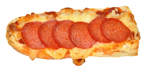 Franskt bröd pepperoni pizza — Stockfoto