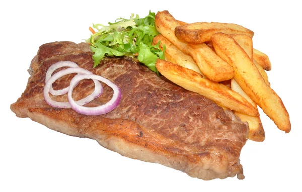 Sığır filetosu biftek ve cips — Stok fotoğraf