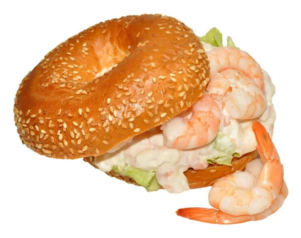Sanduíche de bagel de camarão — Fotografia de Stock