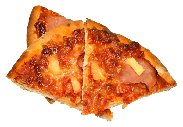 Камінь запечений шинки і ананаса піцу скибочки — стокове фото