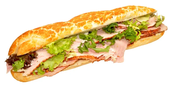 Roast Ham Baguette Sandwich — Stock Photo, Image