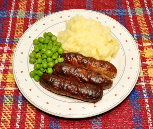 Saucisses et purée de pommes de terre — Photo