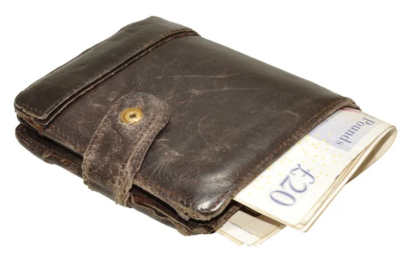 Old Leather Wallet And Bank Notes — Stock Photo, Image
