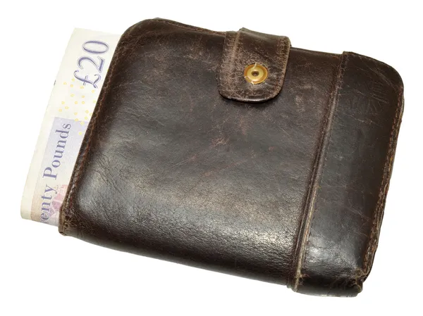 Old Leather Wallet And Bank Notes — Stock Photo, Image