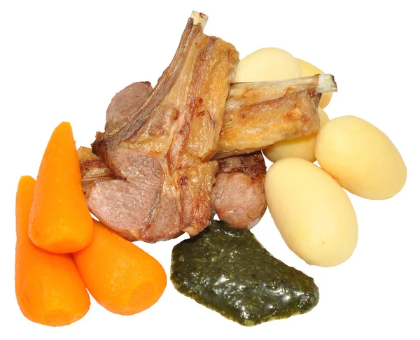 Gegrilde lamb schnitzels maaltijd met muntsaus — Stockfoto