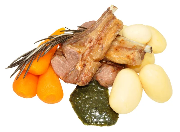 Gegrilde lamb schnitzels maaltijd met muntsaus — Stockfoto