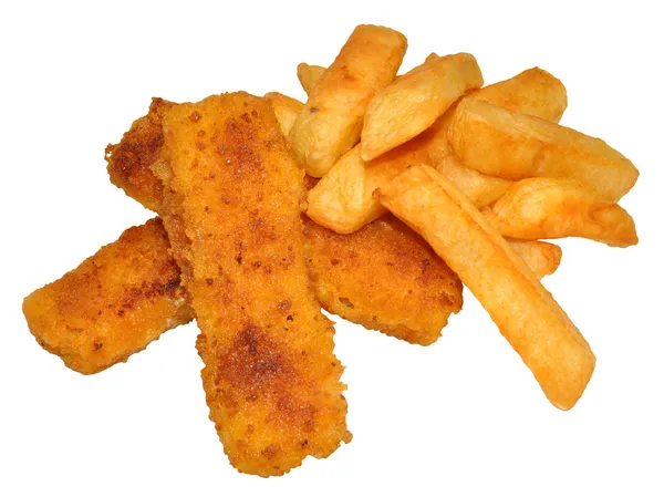 Fiskpinnar och chips — Stockfoto