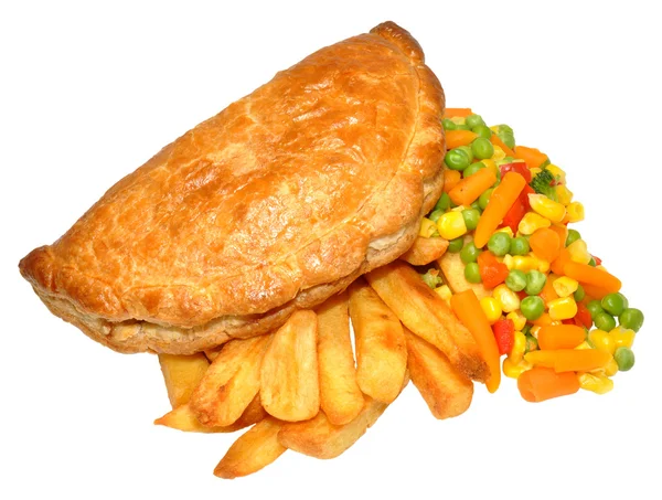 Pasty And Chips Meal — Stock Photo, Image
