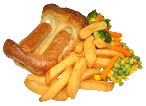 Toad in het gat en chips — Stockfoto