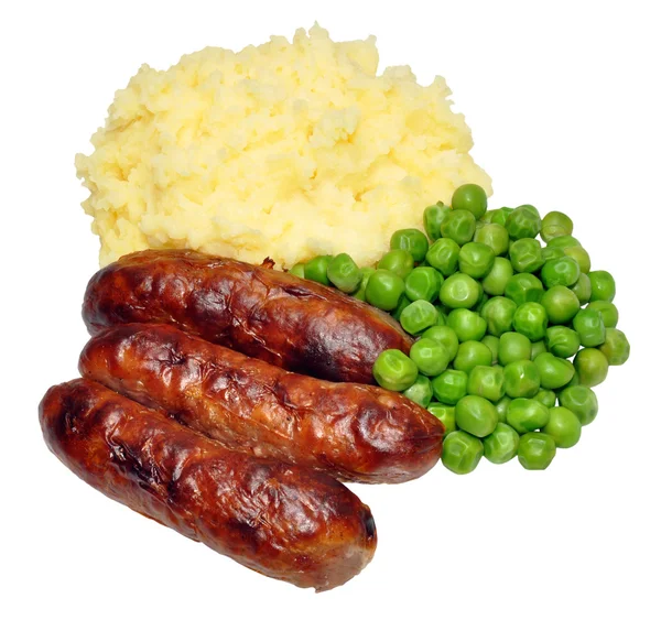 Saucisses et purée de pommes de terre — Photo