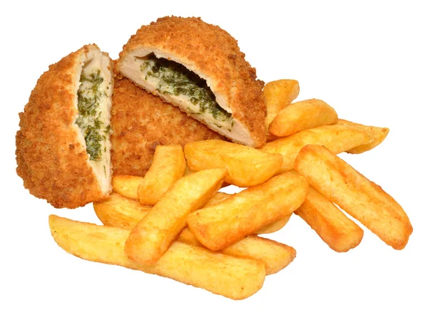 Pollo Kiev e patatine fritte — Foto Stock