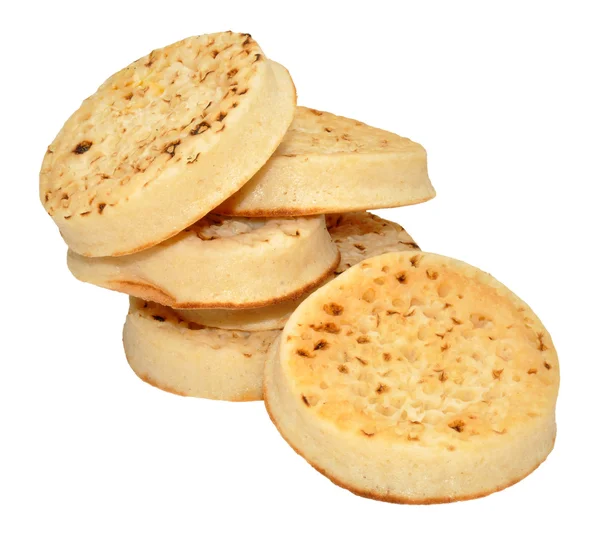 Crumpets isolado em branco — Fotografia de Stock