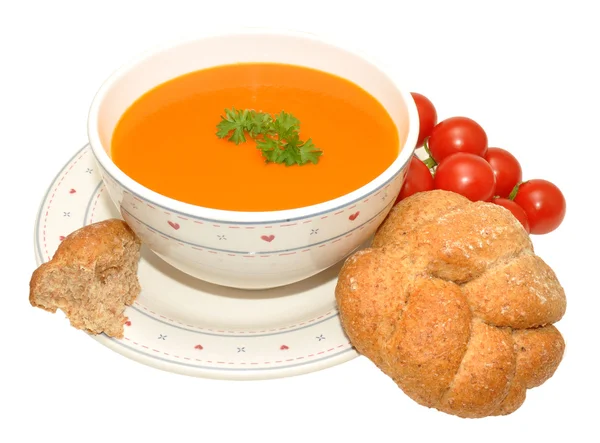 Tomato Soup And Bread — Stock Photo, Image