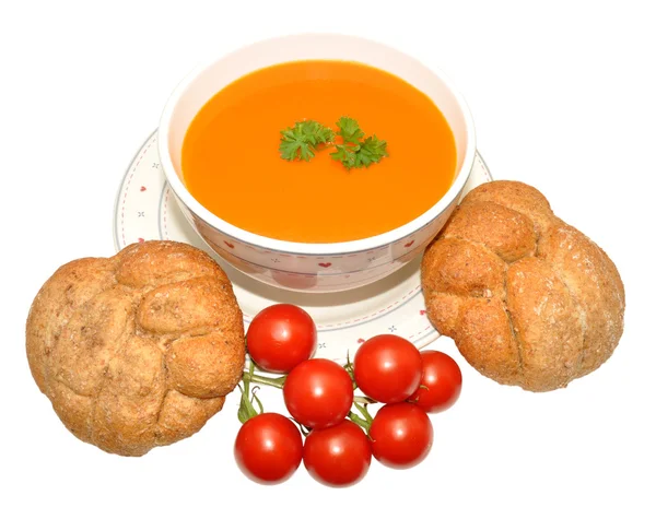 Tomato Soup And Bread — Stock Photo, Image