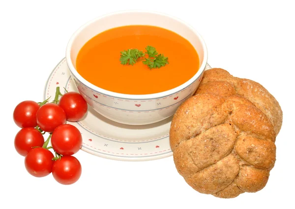 Tomato Soup And Bread — Stock Photo, Image