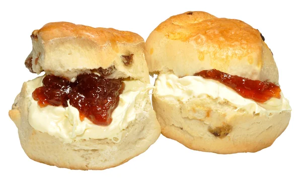 Sahne und Erdbeermarmelade Scones — Stockfoto