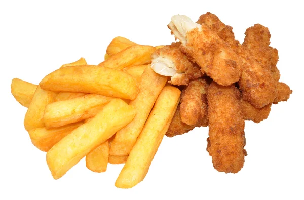 Fisk goujons och chips — Stockfoto