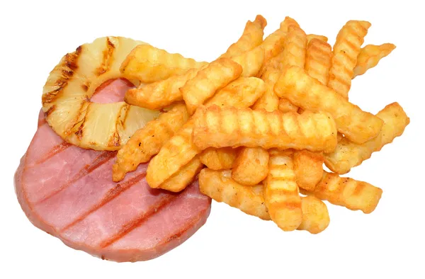 Gammon biefstuk en chips — Stockfoto