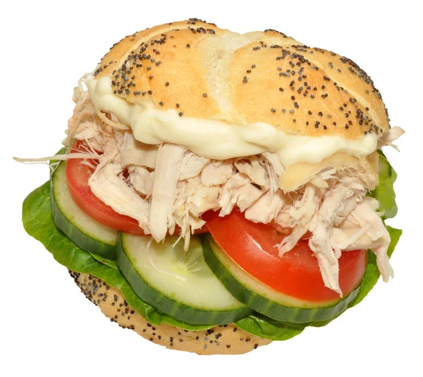 Kip en salade sandwich roll — Stockfoto