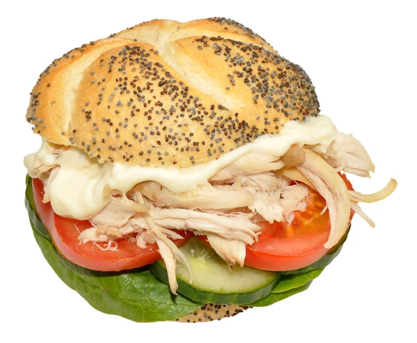 Chicken And Salad Sandwich Roll — Stock Photo, Image