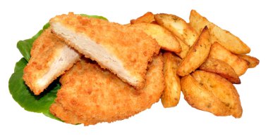 ekmekli Tavuk göğüs fileto ve patates dilimleri