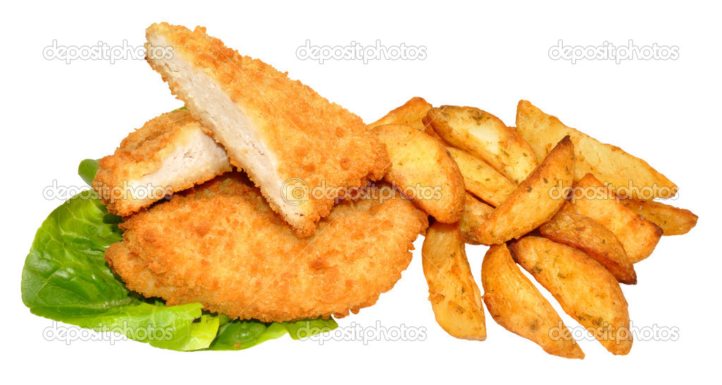 Breaded Chicken Breast Fillets And Potato Wedges