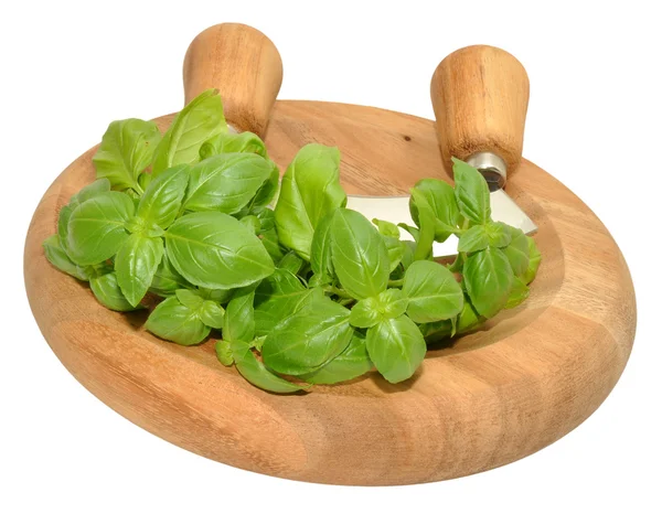 Basil Herb daun Pada Chopping Board — Stok Foto