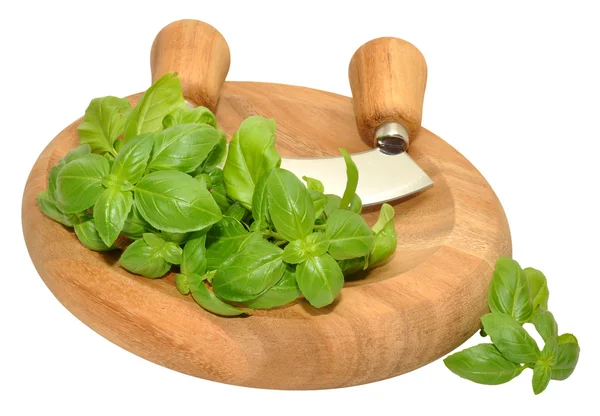 Basil Herb daun Pada Chopping Board — Stok Foto