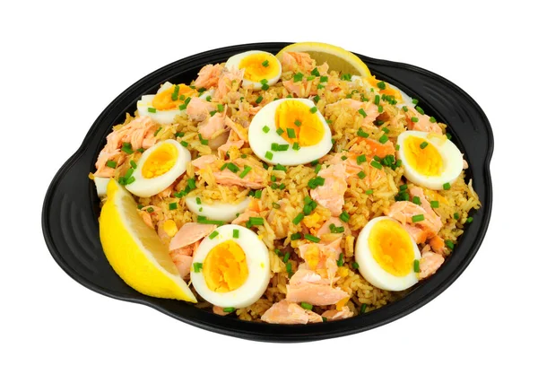 Farinha Kedgeree Salmão Com Salmão Flocos Arroz Com Sabor Caril — Fotografia de Stock