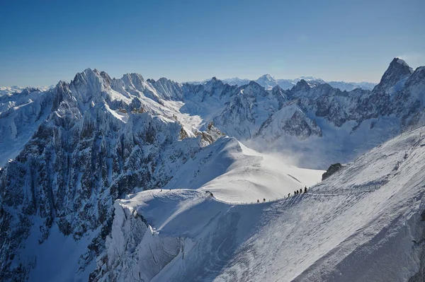 Krajobraz Szczycie Aiguille Midi Dolinie Chamonix Mont Blanc Francja — Zdjęcie stockowe