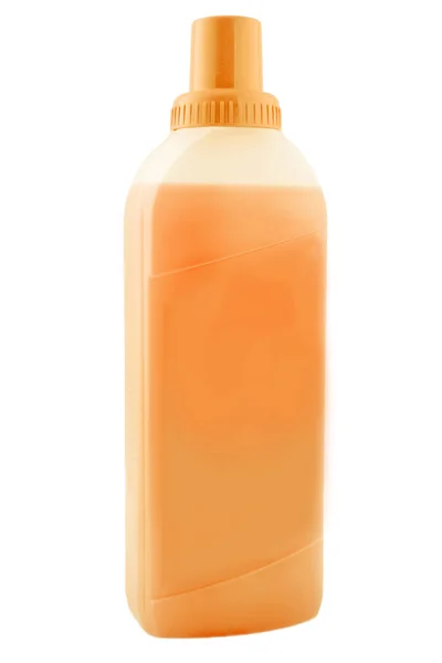 Wassen van de flessen, wasmiddel reinigingsmiddelen op een witte achtergrond. — Stockfoto