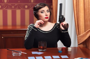 kadın bir retro tarzı 30-TH sıkı giysiler