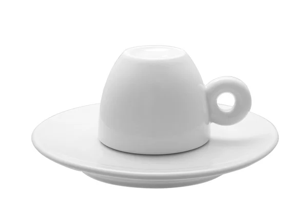 La tazza per caffè espresso di bianco classico 30 ml con un piattino bianco . — Foto Stock