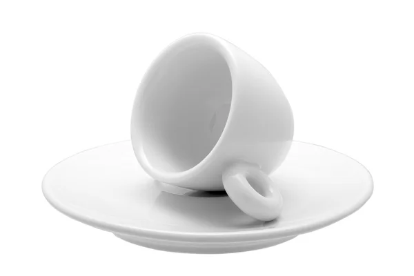 De cup voor espresso koffie van witte klassieke 30 ml met een witte schotel. — Stockfoto