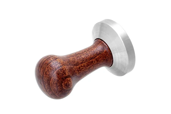Barista Tool Coffee Tamper Brown Wooden Handle Stainless Still Press — 图库照片