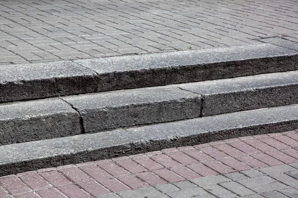 Gray Granite Steps Middle Stone Tile Street Pavement Brick Pattern — Fotografia de Stock