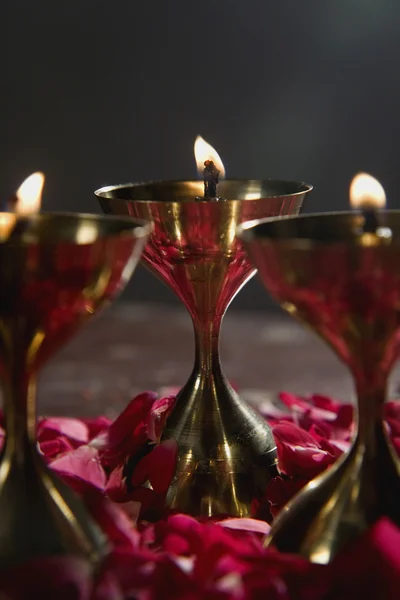 Lighted diyas — Stock Photo, Image