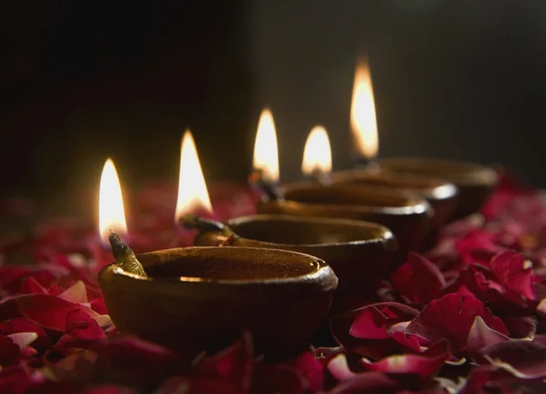 Lighted diyas — Stock Photo, Image